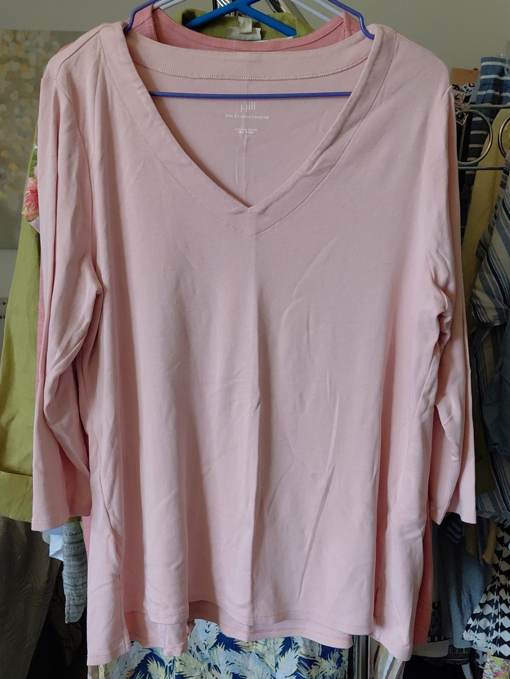 J. Jill Light Pink V-Neck Long Sleeve Top
